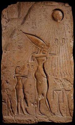 Akhenaten, His Wife Nefertiti, and Their Children Offering to Aton (The Sun)