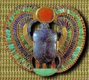 A Jeweled Scarab from the Tomb of Tutankhamon Ecrusted With Carnelian and Lapis Lazuli